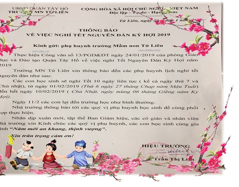 Lịch nghỉ tết nguyên đán