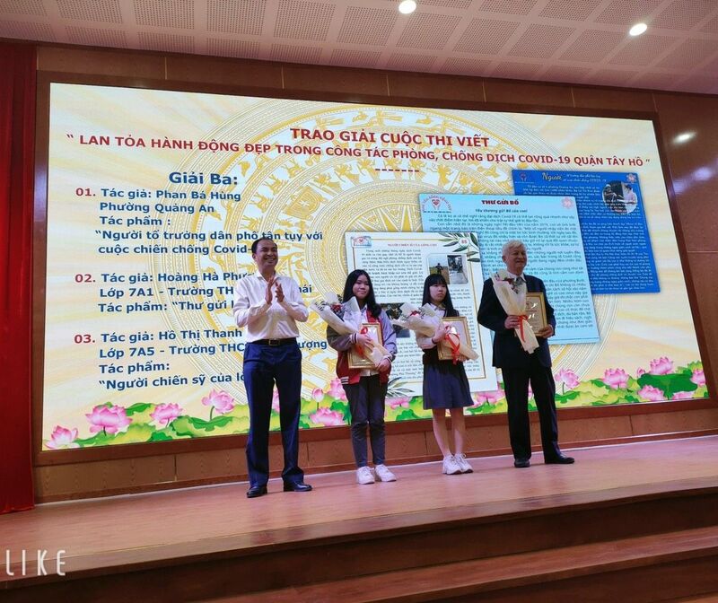 CHÚC MỪNG BẠN HOÀNG HÀ PHƯƠNG- LỚP 7A1 GIÀNH GIẢI BA CẤP QUẬN CUỘC THI “Lan tỏa hành động đẹp trong công tác phòng chống dịch  Covid-19 quận Tây Hồ”