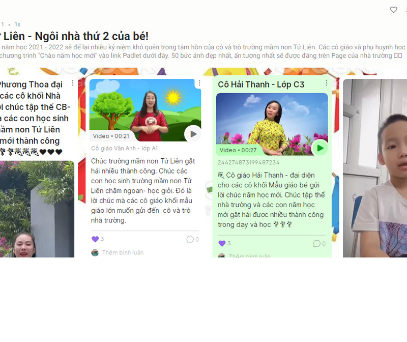 FEDBACK CỦA CÔ VÀ TRÒ TRƯỜNG MẦM NON TỨ LIÊN