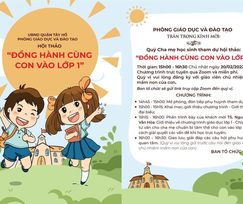 Thư mời tham gia hội thảo  "Đồng hành cùng con vào lớp 1"