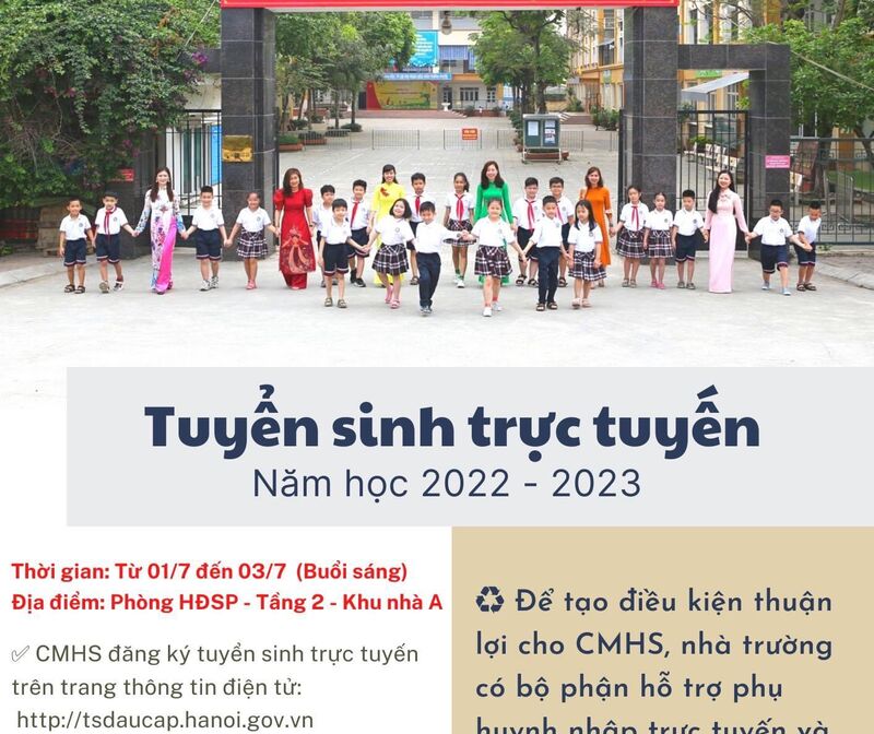 Trường Tiểu học Nhật Tân thông báo lịch tuyển sinh trực tuyến năm học 2022 - 2023
