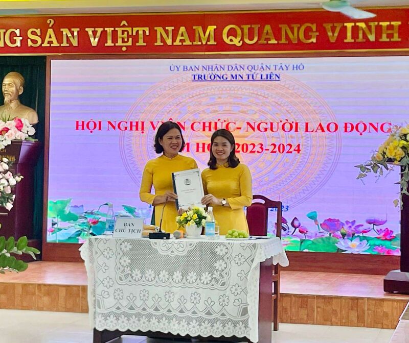 🏘️TRƯỜNG  MN TỨ LIÊN TỔ CHỨC HỘI NGHỊ VIÊN CHỨC, NGƯỜI LAO ĐỘNG NĂM HỌC 2023 - 2024