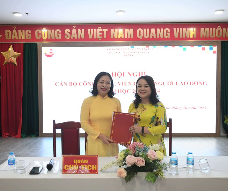 TRƯỜNG MẦM NON TÂY HỒ TỔ CHỨC “HỘI NGHỊ CÁN BỘ, CÔNG CHỨC, VIÊN CHỨC NĂM HỌC 2023-2024”