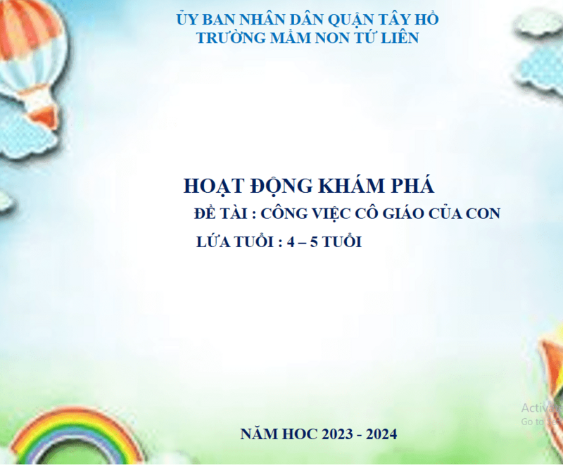 Dạy trẻ khám phá về nghề cô giáo của con