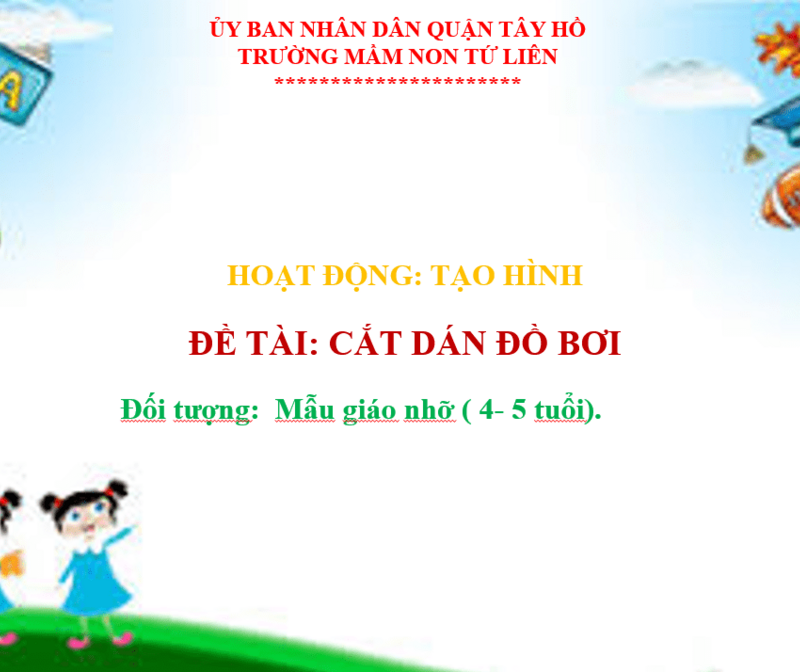 Bài giảng điện tử: Tạo hình" Cắt dán đồ bơi"