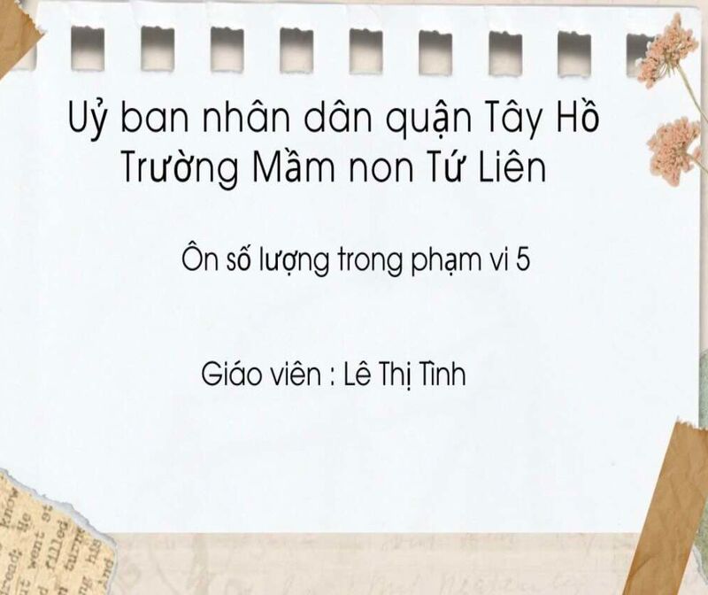 Hoạt động làm quen với toán : Ôn số lượng trong phạm vi 5