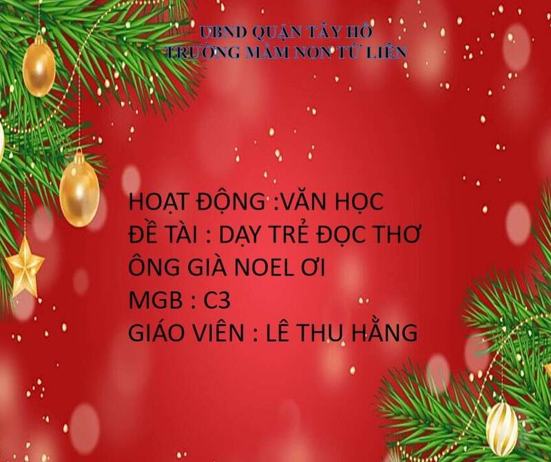 Hoạt Động Văn Học: Thơ " Ông già Noel ơi"