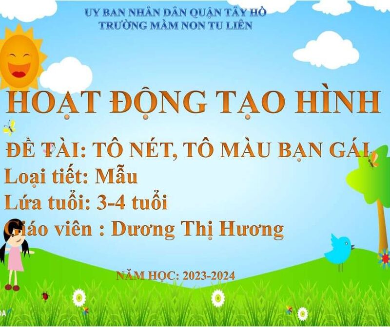 Tạo hình: Tô nét, tô màu bạn gái