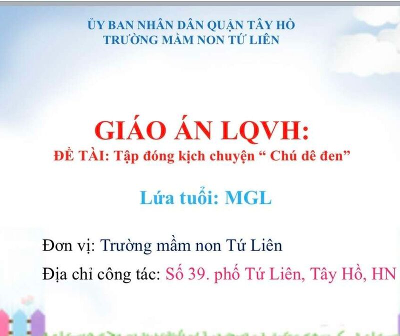 Hoạt động LQVH : Tập đóng kịch chuyện " Chú dê đen"