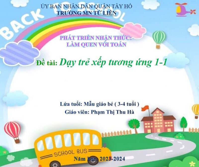 Làm quen với toán: Dạy trẻ nhận xếp tương ứng 1_1 hai đối tượng bất kỳ