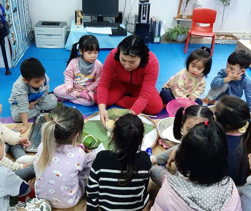 Dự án " Bánh chưng xanh" của các bé khối mẫu giáo nhỡ