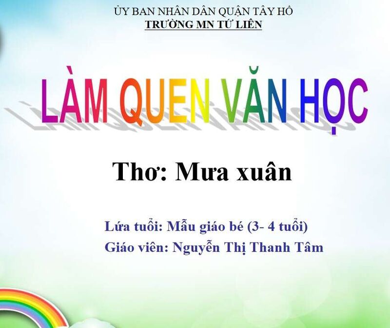Làm quen văn học: Thơ " Mưa xuân"