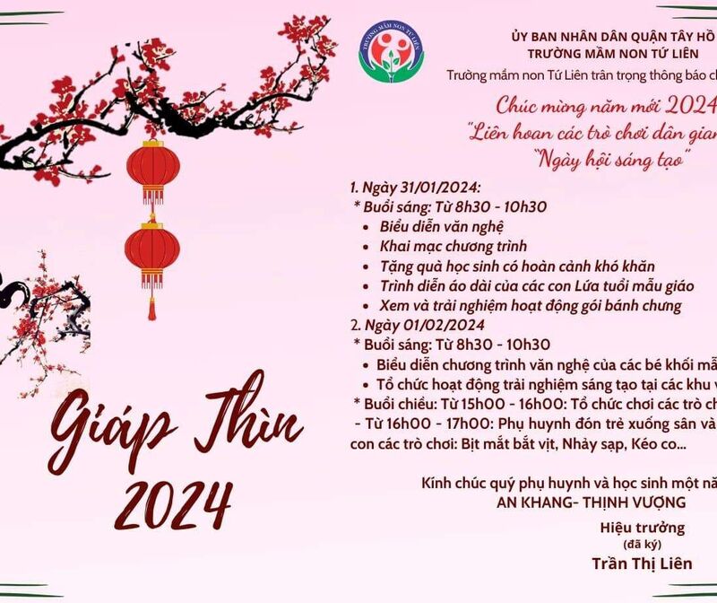 🧧🧧🧧CHUỖI SỰ KIỆN CHÀO ĐÓN XUÂN GIÁP THÌN CỦA TRƯỜNG MẦM NON TỨ LIÊN 🌸🌸🌸