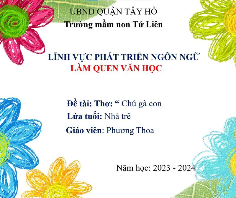 Hoạt động làm quen văn học:  Thơ Chú gà con