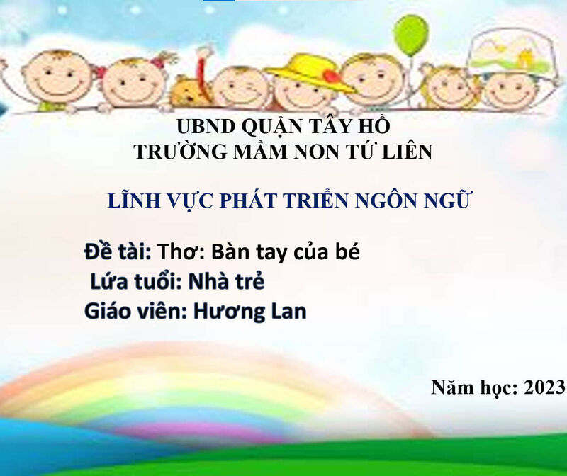 Hoạt động làm quen văn học:  Thơ: Bàn tay của bé
