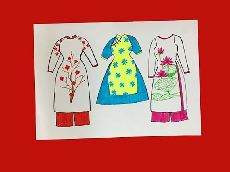 Hoạt động tạo hình: Vẽ trang trí váy tặng mẹ.