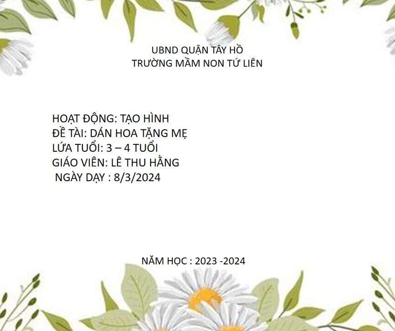  HOẠT ĐỘNG TẠO HÌNH: DÁN HOA TẶNG MẸ