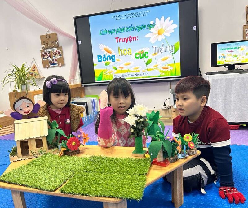 Các bé khối mẫu giáo lớn với dự án: Hoa cúc