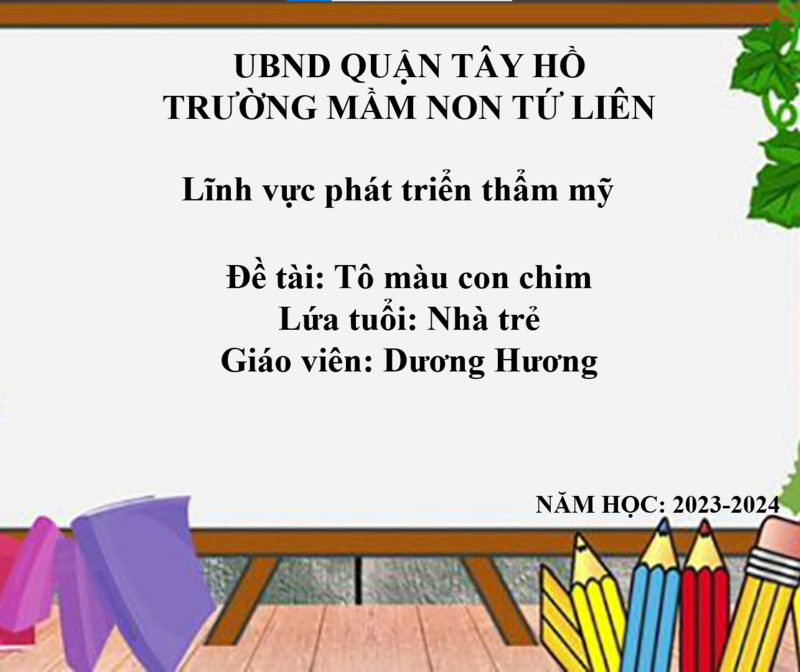 Hoạt động tạo hình:  Tô màu con chim