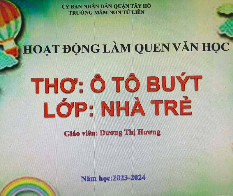 Hoạt động làm quen văn học:  Thơ: Ô tô buýt