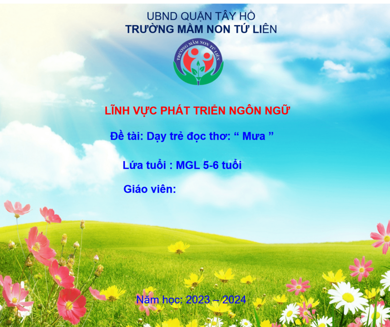 Dạy trẻ đọc thơ: “ Mưa ”