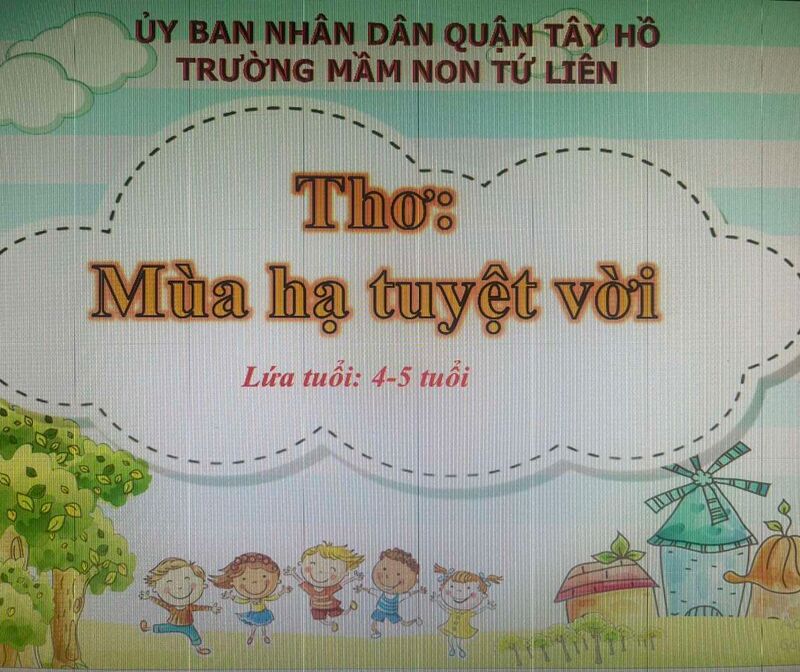 Lĩnh vực phát triển ngôn ngữ: Thơ " Mùa hạ tuyệt vời "