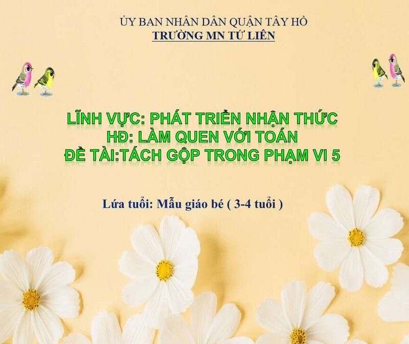 Làm quen với toán: Dạy trẻ đếm đến 5 và tách nhóm có 5 đối tượng thành 2 phần