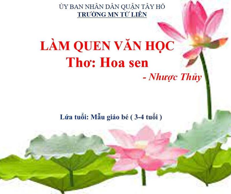 Làm quen văn học: Thơ " Hồ sen "