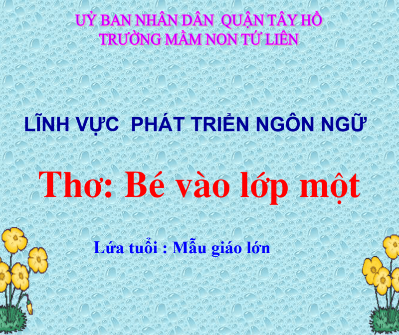 Thơ : Bé vào lớp 1