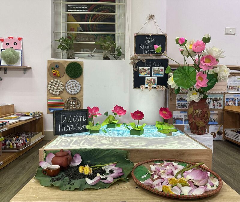 Khối mẫu giáo nhỡ thực hiện dự án "Hoa Sen"