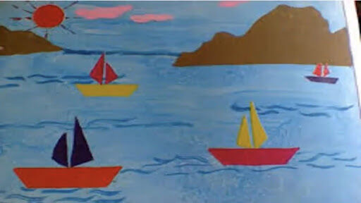 Hoạt động tạo hình: Xé dán thuyền trên biển