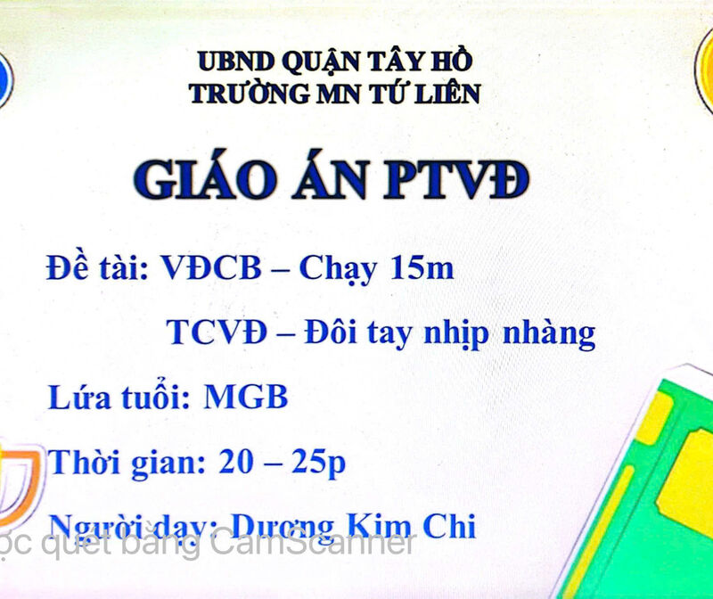 HĐTC: - VĐCB "Chạy 15m"