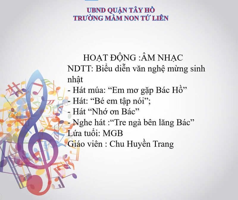 HOẠT ĐỘNG ÂM NHẠC: Biểu diễn văn nghệ mừng sinh nhật Bác