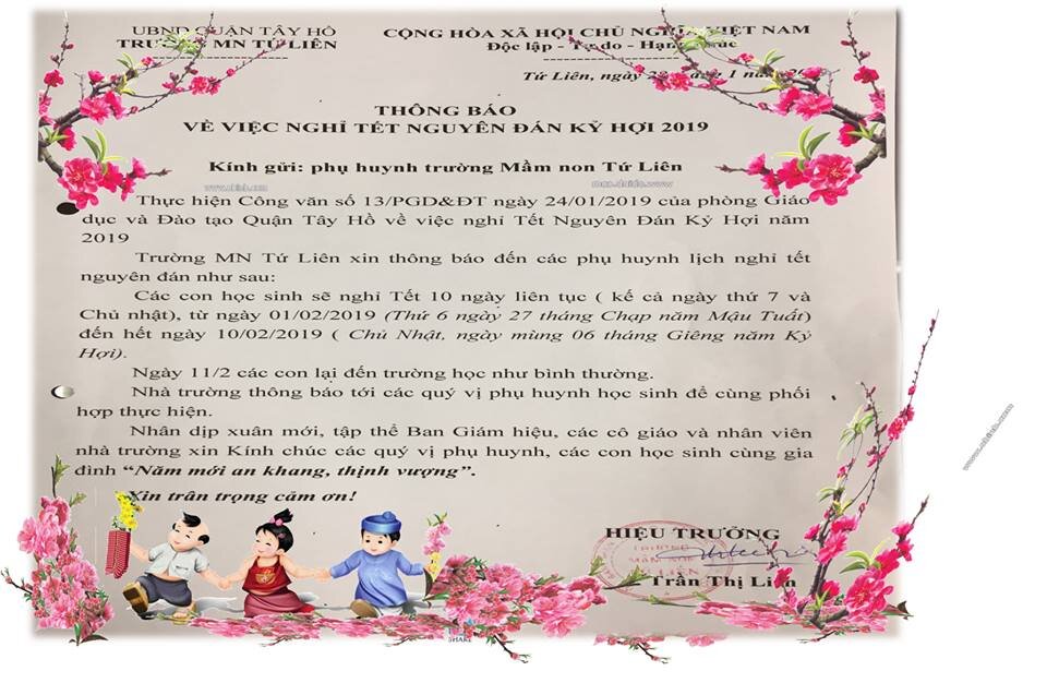 Lịch nghỉ tết nguyên đán