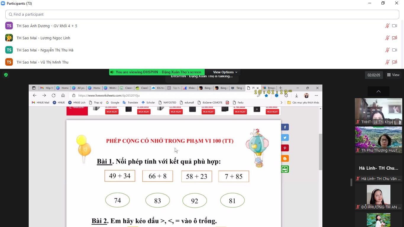 Phòng Giáo dục và Đào tạo quận Tây Hồ tổ chức tập huấn tăng cường kỹ thuật dạy học trực tuyến cho cán bộ quản lý, giáo viên cấp tiểu học.
