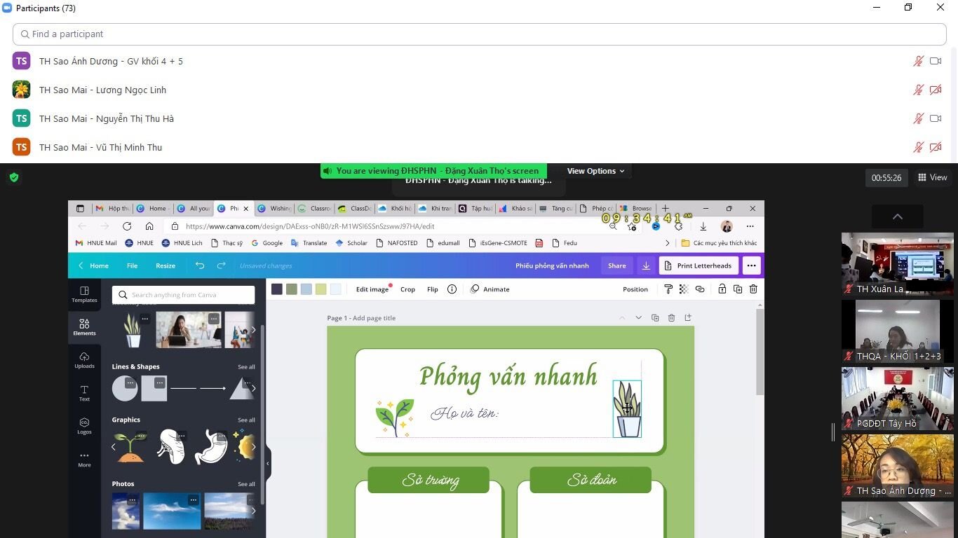 Phòng Giáo dục và Đào tạo quận Tây Hồ tổ chức tập huấn tăng cường kỹ thuật dạy học trực tuyến cho cán bộ quản lý, giáo viên cấp tiểu học.