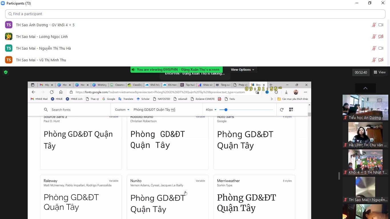 Phòng Giáo dục và Đào tạo quận Tây Hồ tổ chức tập huấn tăng cường kỹ thuật dạy học trực tuyến cho cán bộ quản lý, giáo viên cấp tiểu học.