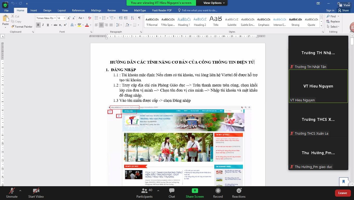 Trường TH Nhật Tân tham dự Tập huấn Quản trị và thay đổi giao diện Website; Chương trình kiểm định chất lượng