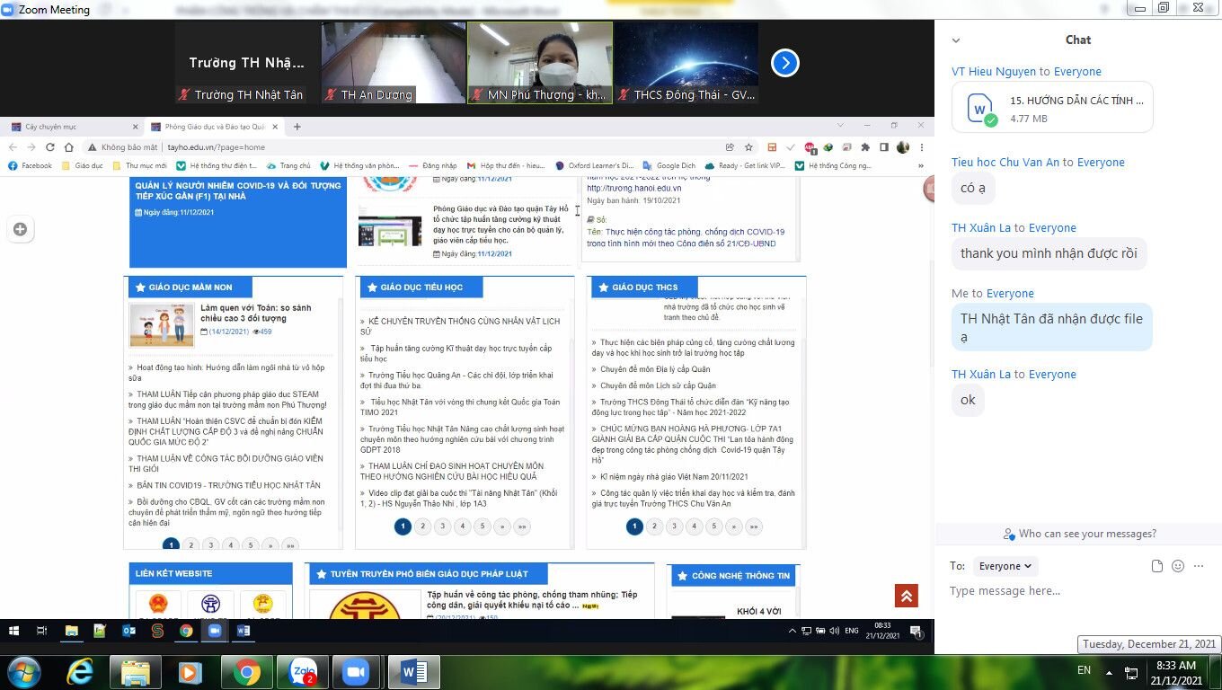 Trường TH Nhật Tân tham dự Tập huấn Quản trị và thay đổi giao diện Website; Chương trình kiểm định chất lượng