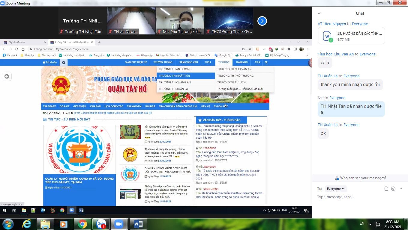 Trường TH Nhật Tân tham dự Tập huấn Quản trị và thay đổi giao diện Website; Chương trình kiểm định chất lượng