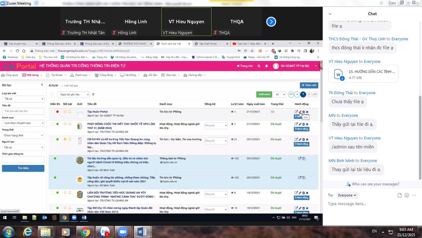 Trường TH Nhật Tân tham dự Tập huấn Quản trị và thay đổi giao diện Website; Chương trình kiểm định chất lượng