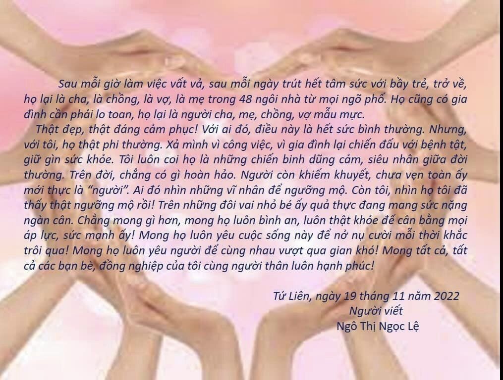 TRƯỜNG MẦM NON TỨ LIÊN PHÁT ĐỘNG PHONG TRÀO VIẾT VỀ GƯƠNG