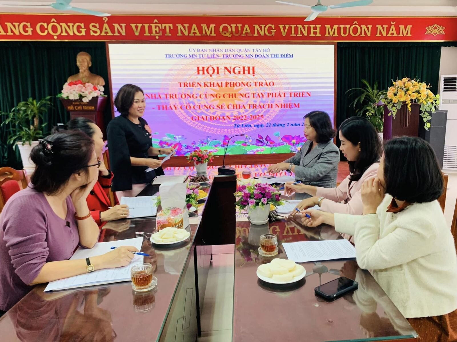 TRƯỜNG MẦM NON TỨ LIÊN PHỐI HỢP TRIỂN KHAI PHONG TRÀO