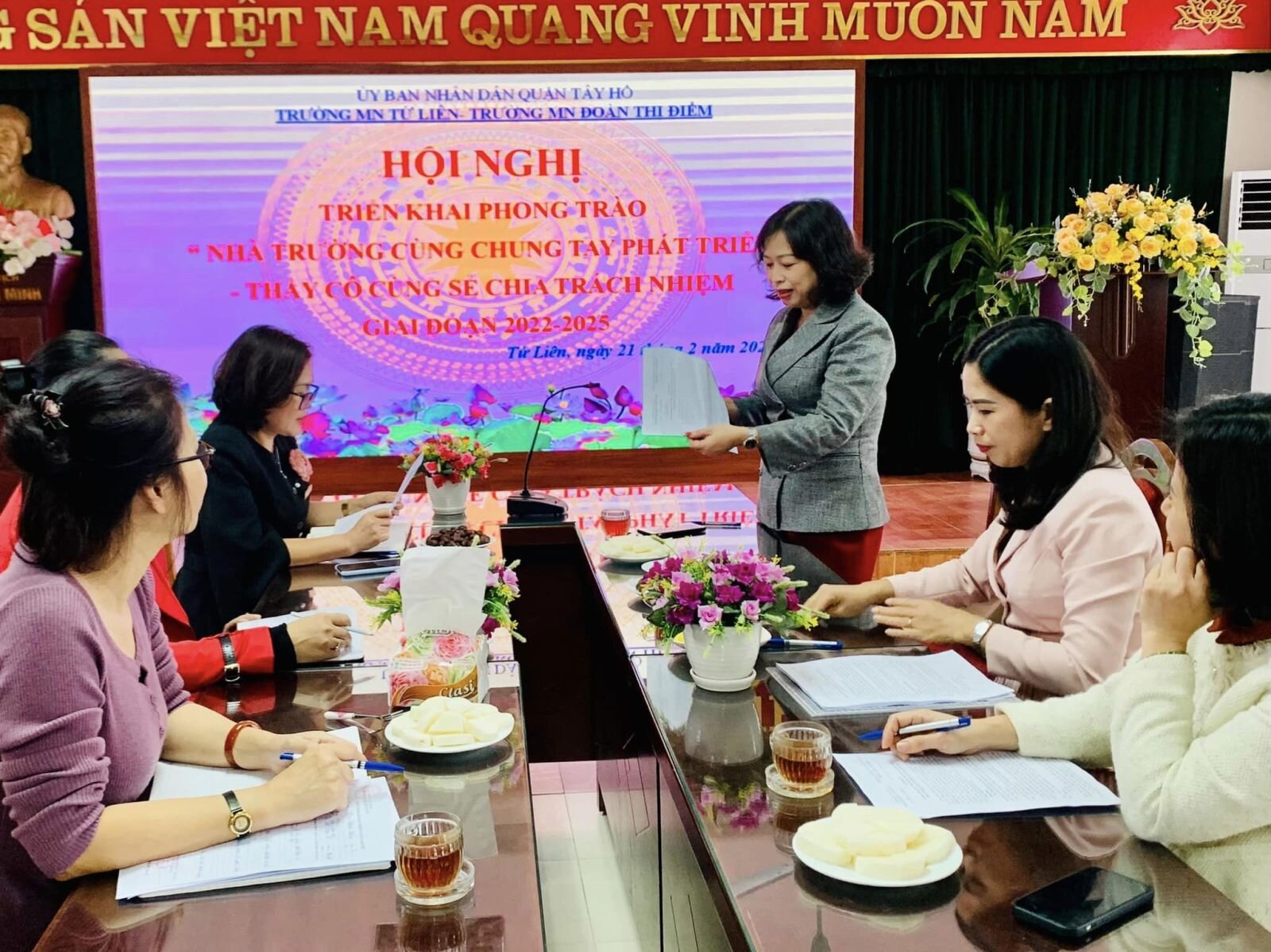 TRƯỜNG MẦM NON TỨ LIÊN PHỐI HỢP TRIỂN KHAI PHONG TRÀO