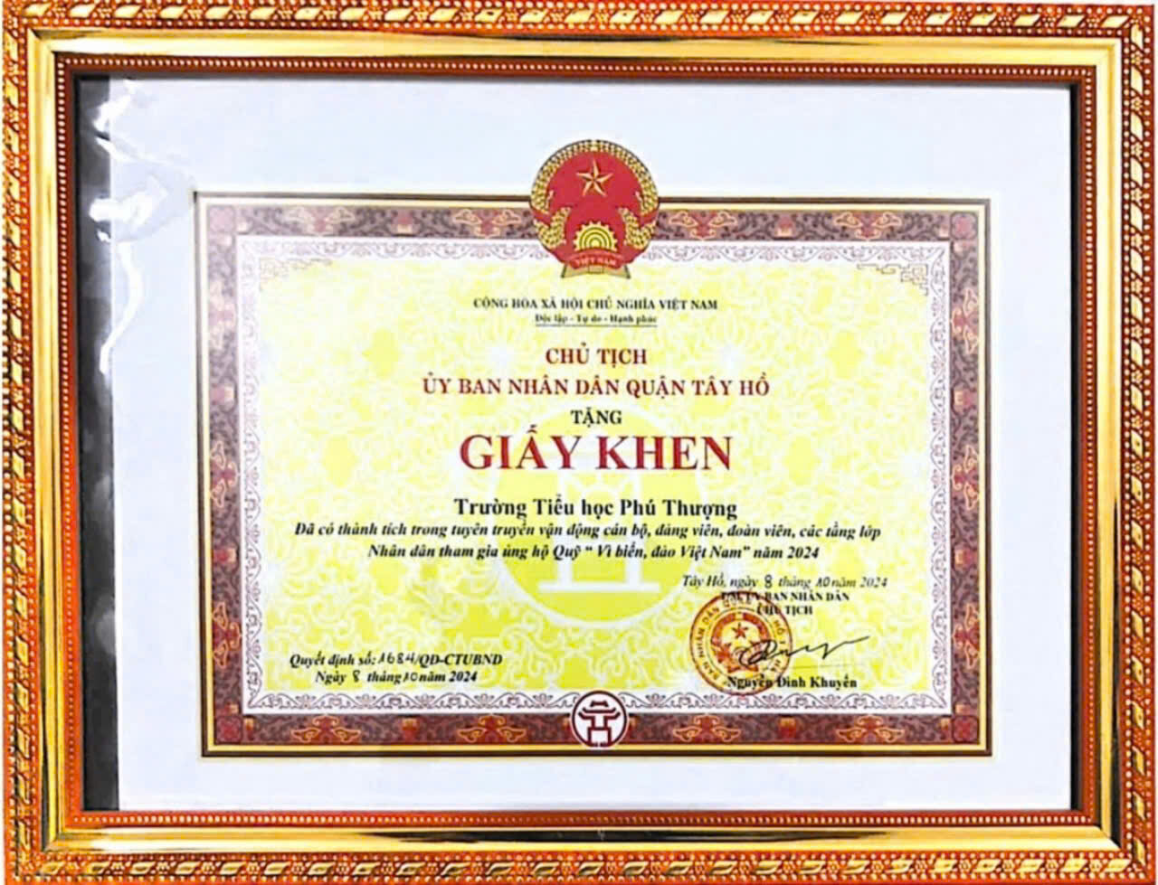 TRƯỜNG TIỂU HỌC PHÚ THƯỢNG VỚI NHỮNG KẾT QUẢ ĐÁNG TỰ HÀO NHÂN DỊP KỶ NIỆM 70 NGÀY GIẢI PHÓNG THỦ ĐÔ (10/10/1954 - 10/10/2024)!