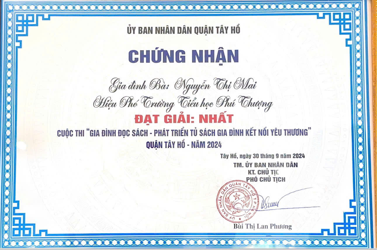 TRƯỜNG TIỂU HỌC PHÚ THƯỢNG VỚI NHỮNG KẾT QUẢ ĐÁNG TỰ HÀO NHÂN DỊP KỶ NIỆM 70 NGÀY GIẢI PHÓNG THỦ ĐÔ (10/10/1954 - 10/10/2024)!