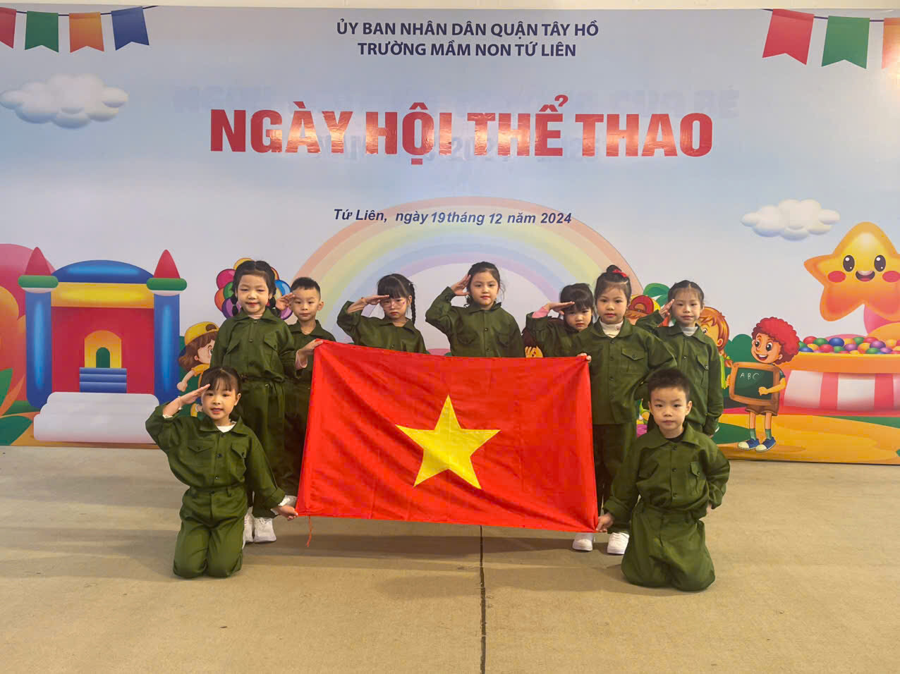 TRƯỜNG MẦM NON TỨ LIÊN PHỐI HỢP VỚI CÔNG TY GOKIDS TỔ CHỨC NGÀY HỘI THỂ THAO CHÀO MỪNG NGÀY THÀNH LẬP QUÂN ĐỘI NHÂN DÂN VIỆT NAM 22/12