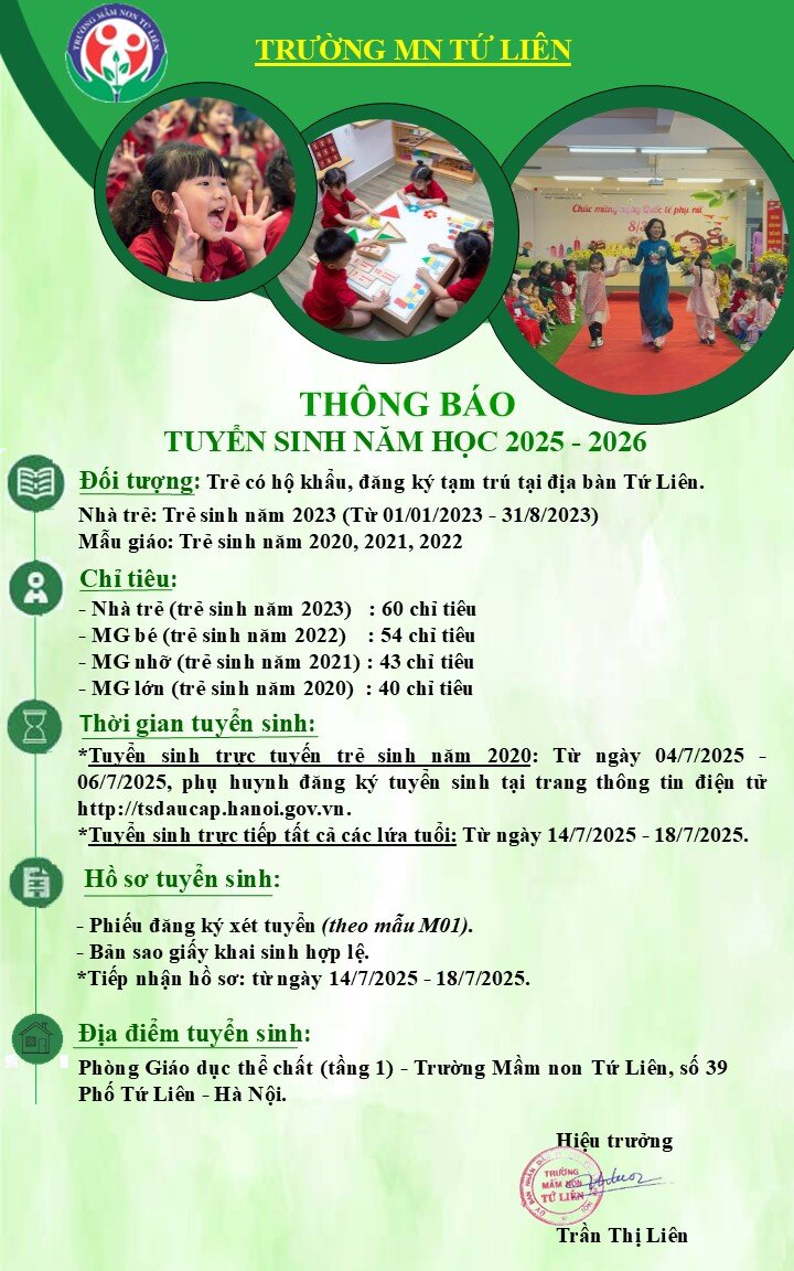 HƯỚNG DẪN TUYỂN SINH NĂM HỌC 2025-2026